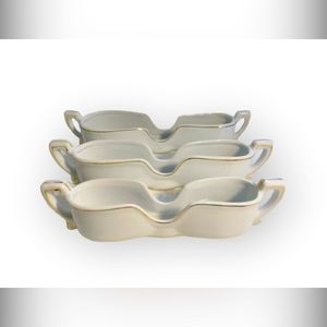 Mid Century 3 pc Set Ceramic Buffet Silverware Flatware Cutlery Caddy